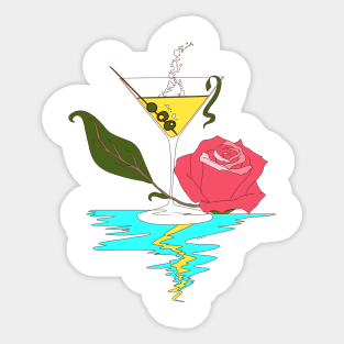 Martini and Rose Sticker